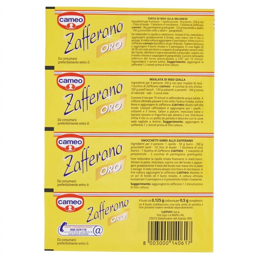 Cameo Zafferano Oro Pure Powdered Saffron (4 x 0.125g)