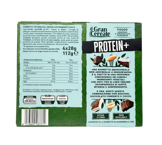 GranCereale Protein Bars with Coconut Peanuts and Dark Chocolate 112g (4X28g)