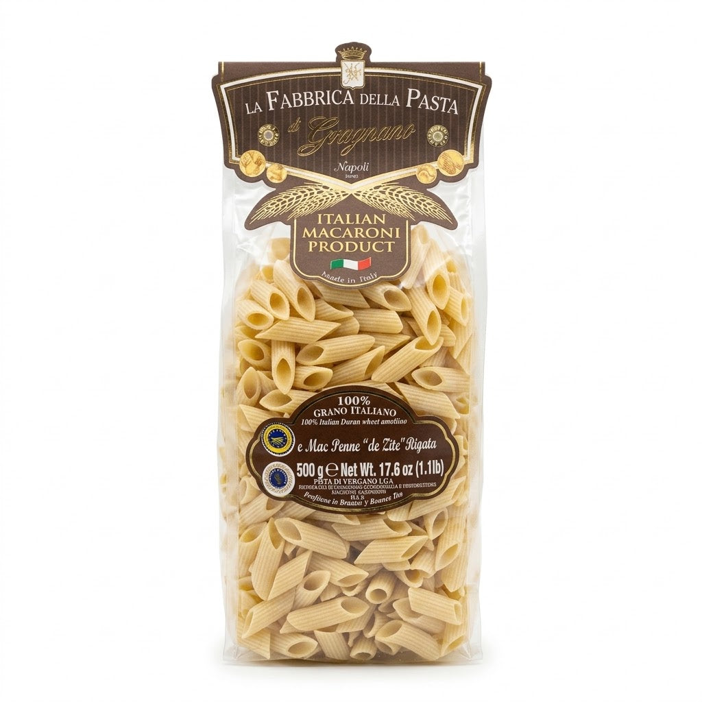 La Fabbrica della Pasta Mez Penne Rigate Gragnano 500g - Authentic Italian Pasta