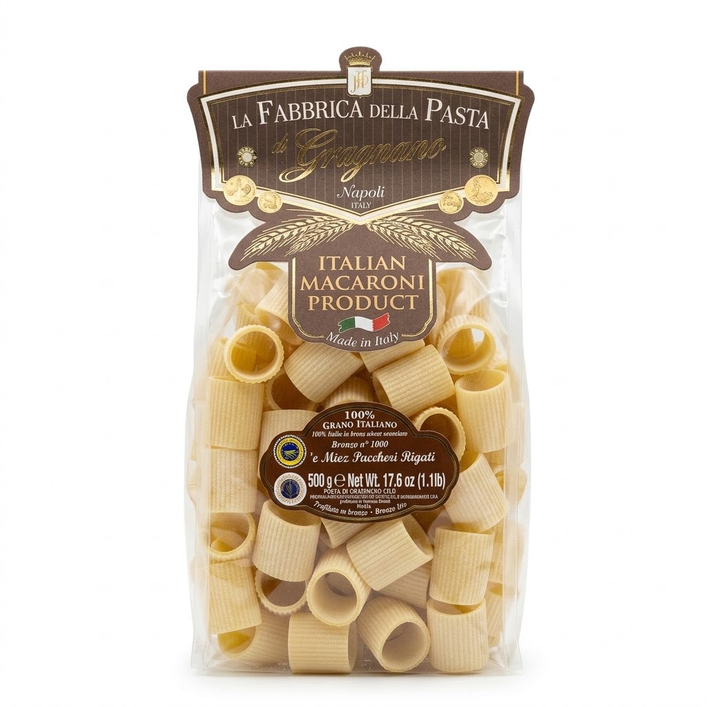 La Fabbrica della Pasta Miez Paccheri Rigati 500g - Authentic Italian Pasta