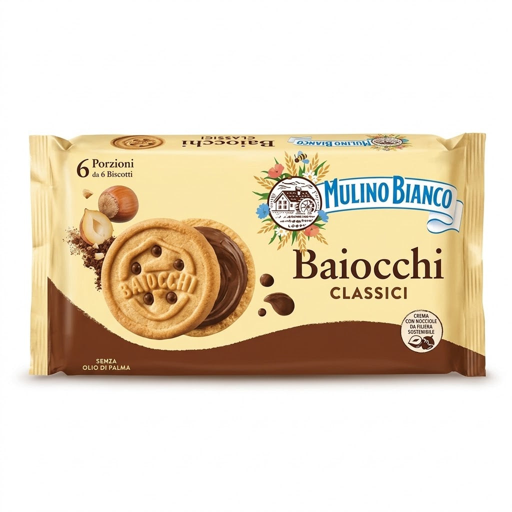 Mulino Bianco Baiocchi Hazelnut Cocoa Biscuits 336g 6-Pack