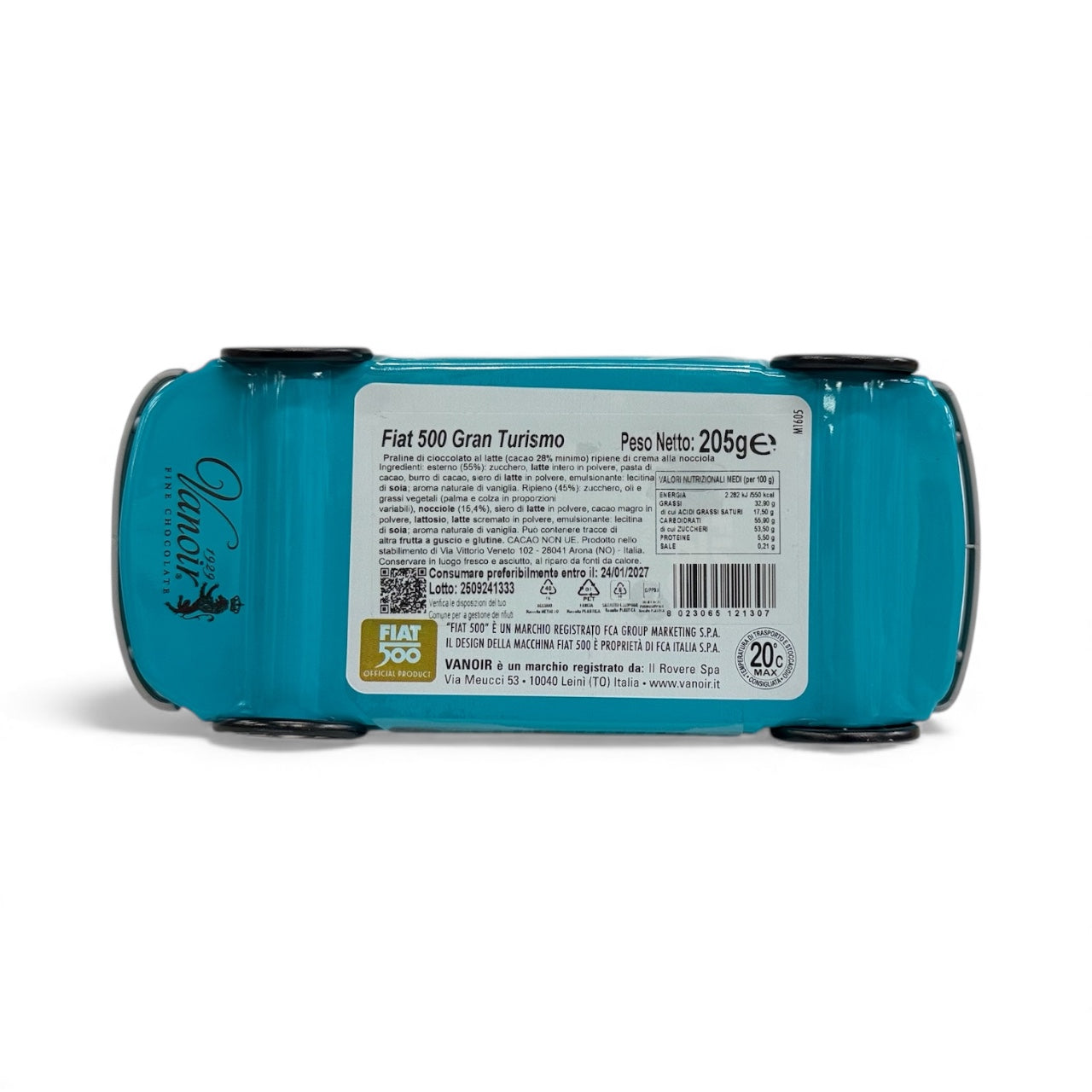 Vanoir FIAT 500 Gran Turismo with Chocolates in a Metal Car Toy 205g BLUE