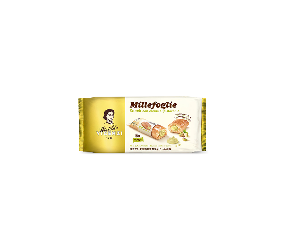 Vicenzi Millefoglie Snack Filled with Pistachio Cream 125g