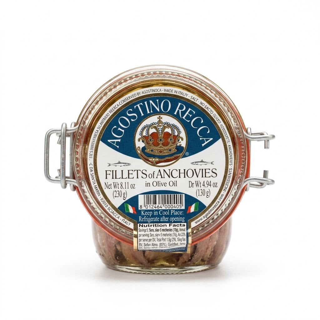 Agostino Recca Anchovy Fillets in Olive Oil 8.11oz Jar