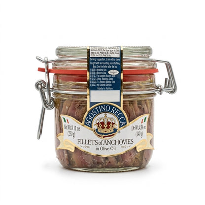 Agostino Recca Anchovy Fillets in Olive Oil 8.11oz Jar