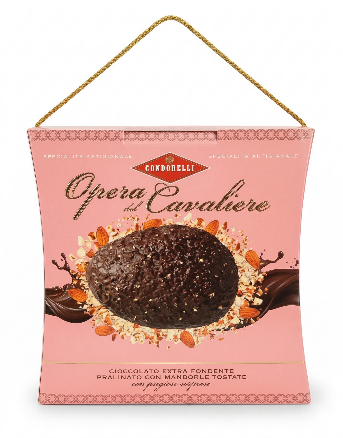 Condorelli Opera del Cavaliere Extra Dark Chocolate Easter Egg with Toasted Almonds 350g