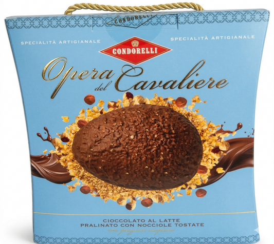 Condorelli "Opera del Cavaliere" Milk Chocolate Easter Egg with Toasted Hazelnuts