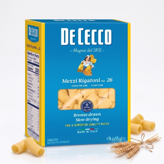 De Cecco Mezzi Rigatoni Pasta No. 26 453g