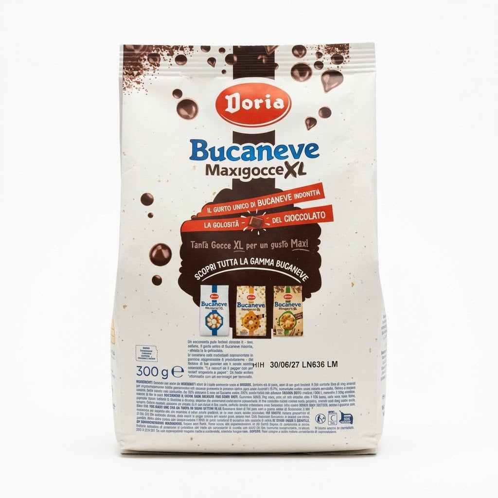 Doria Bucaneve Maxigocce XL 300g – Chocolate Biscuits