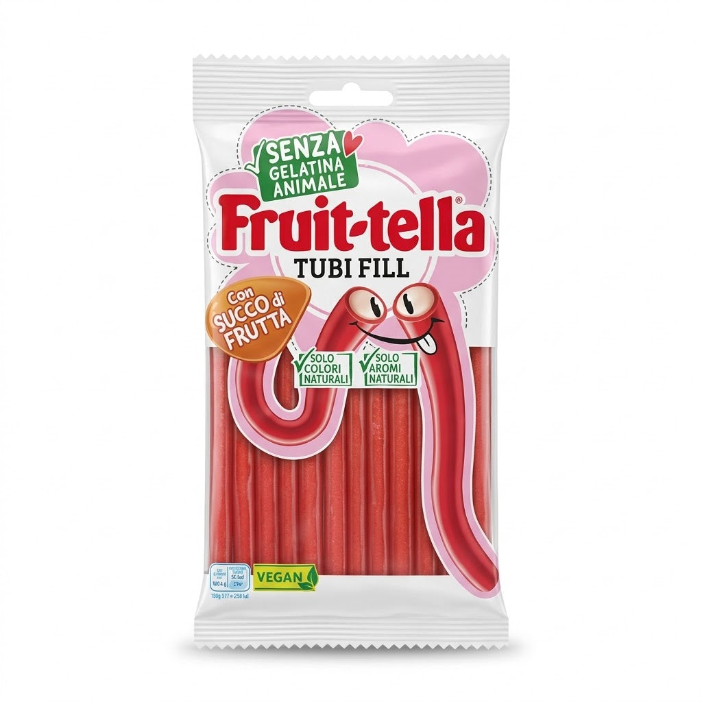 Fruittella Tubi Fill Vegan Fruit Filled Candy Sticks 125g