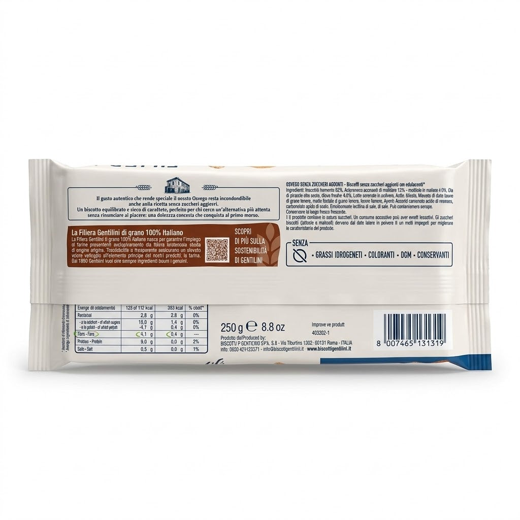 Gentilini Osvego Biscuits 250g – No Added Sugar Cookies