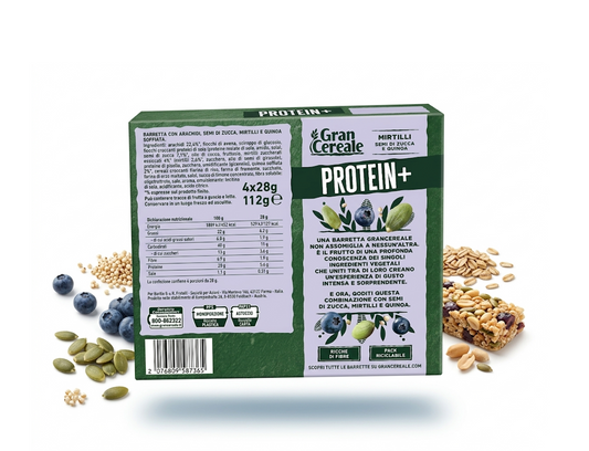 GranCereale Protein Bars with Blueberries Pumpkin Seeds and Quinoa 112g (4X28g)
