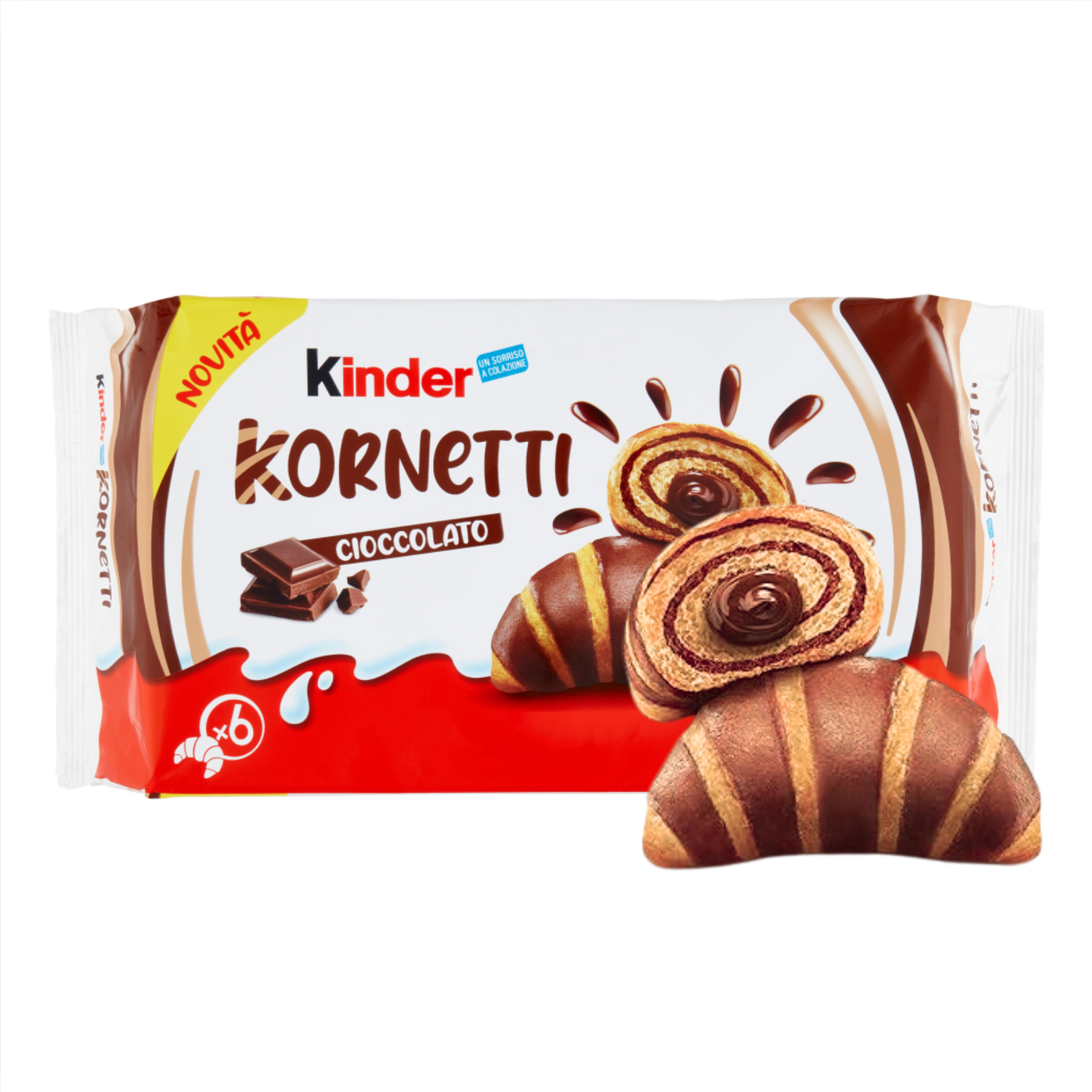 Kinder Kornetti chocolate packaging on a white background