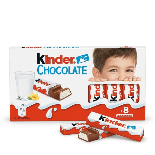 Kinder Cioccolato 8 Bars 100g – Milk Chocolate Sticks