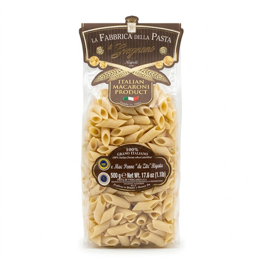 La Fabbrica della Pasta Mez Penne Rigate Gragnano 500g - Authentic Italian Pasta