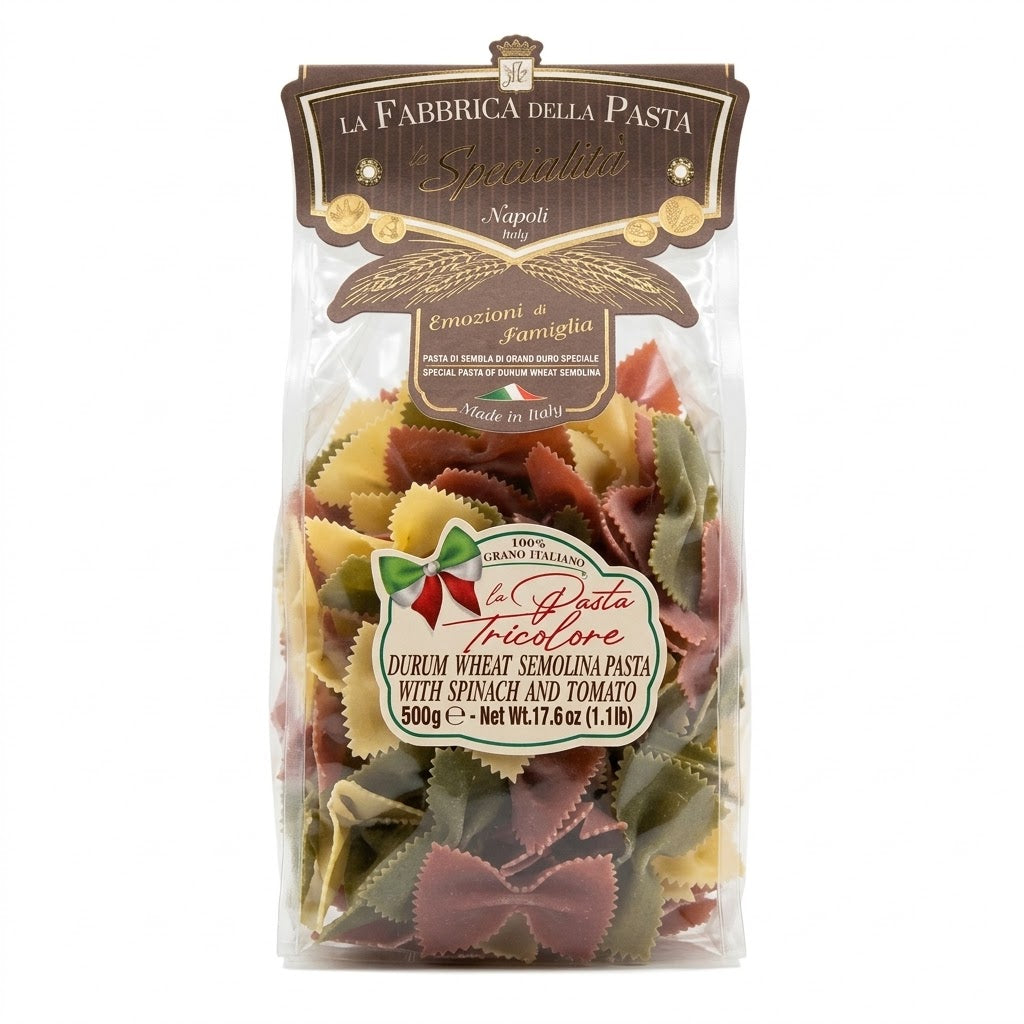 La Fabbrica della Pasta Tricolore Farfalle Pasta 500g - Authentic Italian Pasta