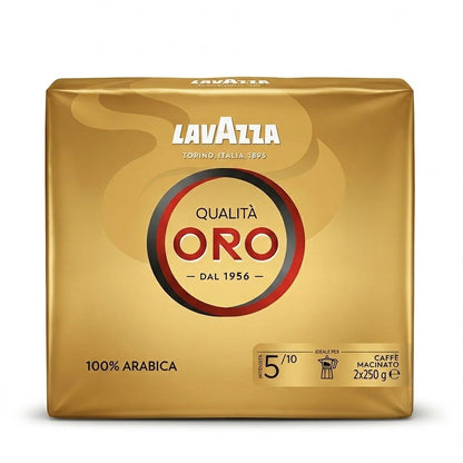 Lavazza Qualità Oro Ground Coffee Intensity 5,  2x250g Pack – 100% Arabica