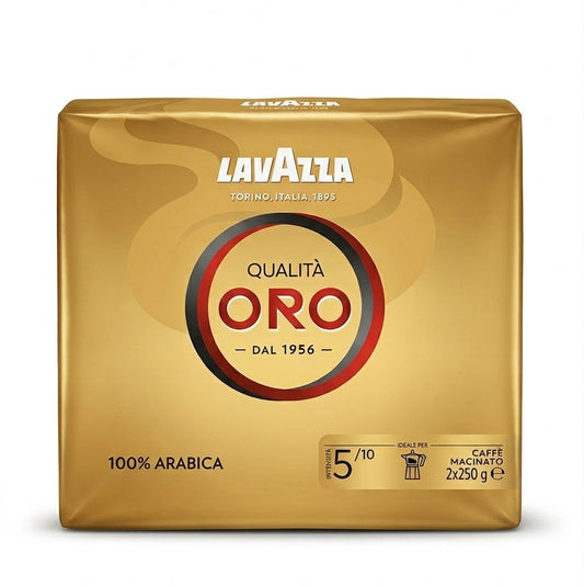 Lavazza Qualità Oro Ground Coffee Intensity 5,  2x250g Pack – 100% Arabica