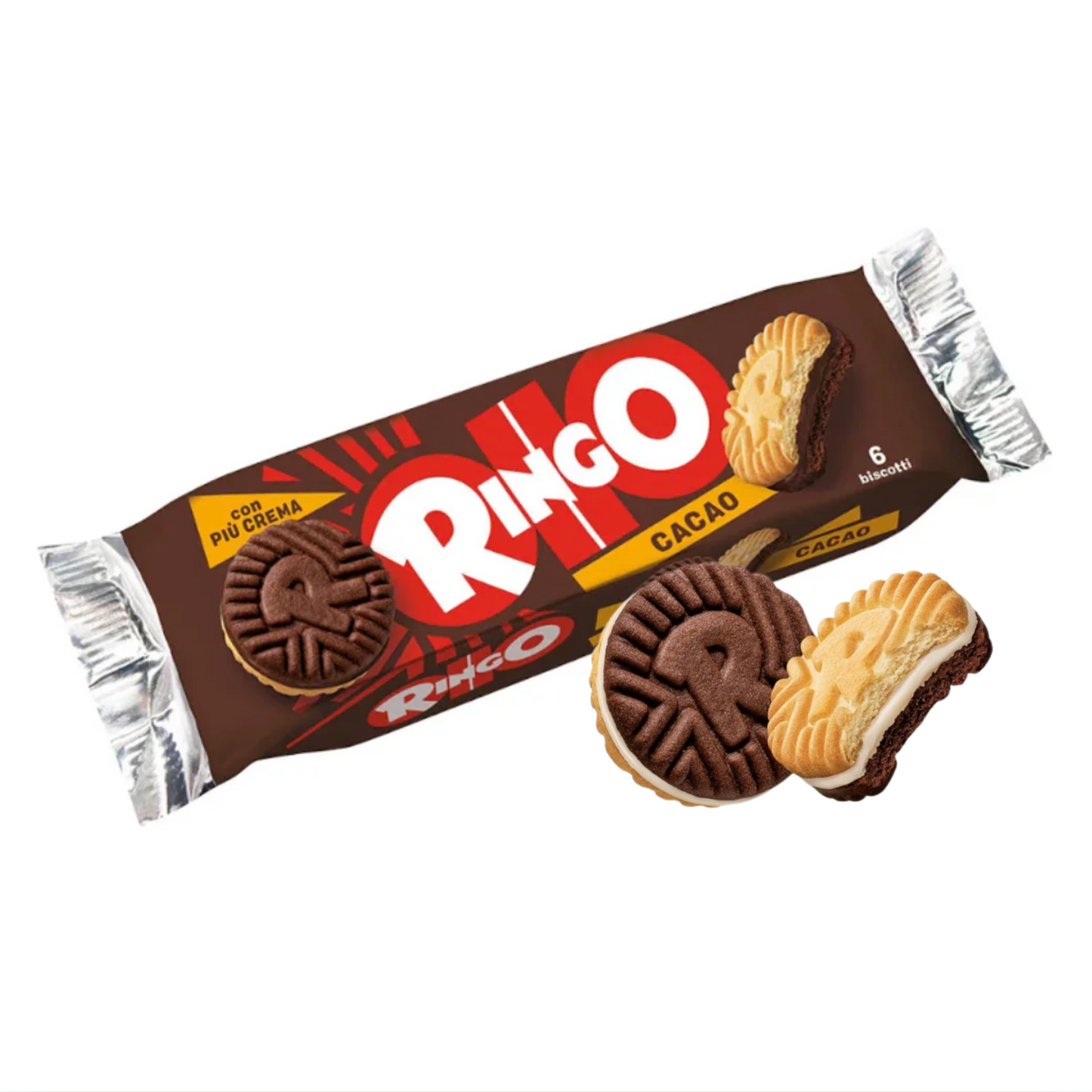 Ringo cacao cookies packaging with cookies displayed in front