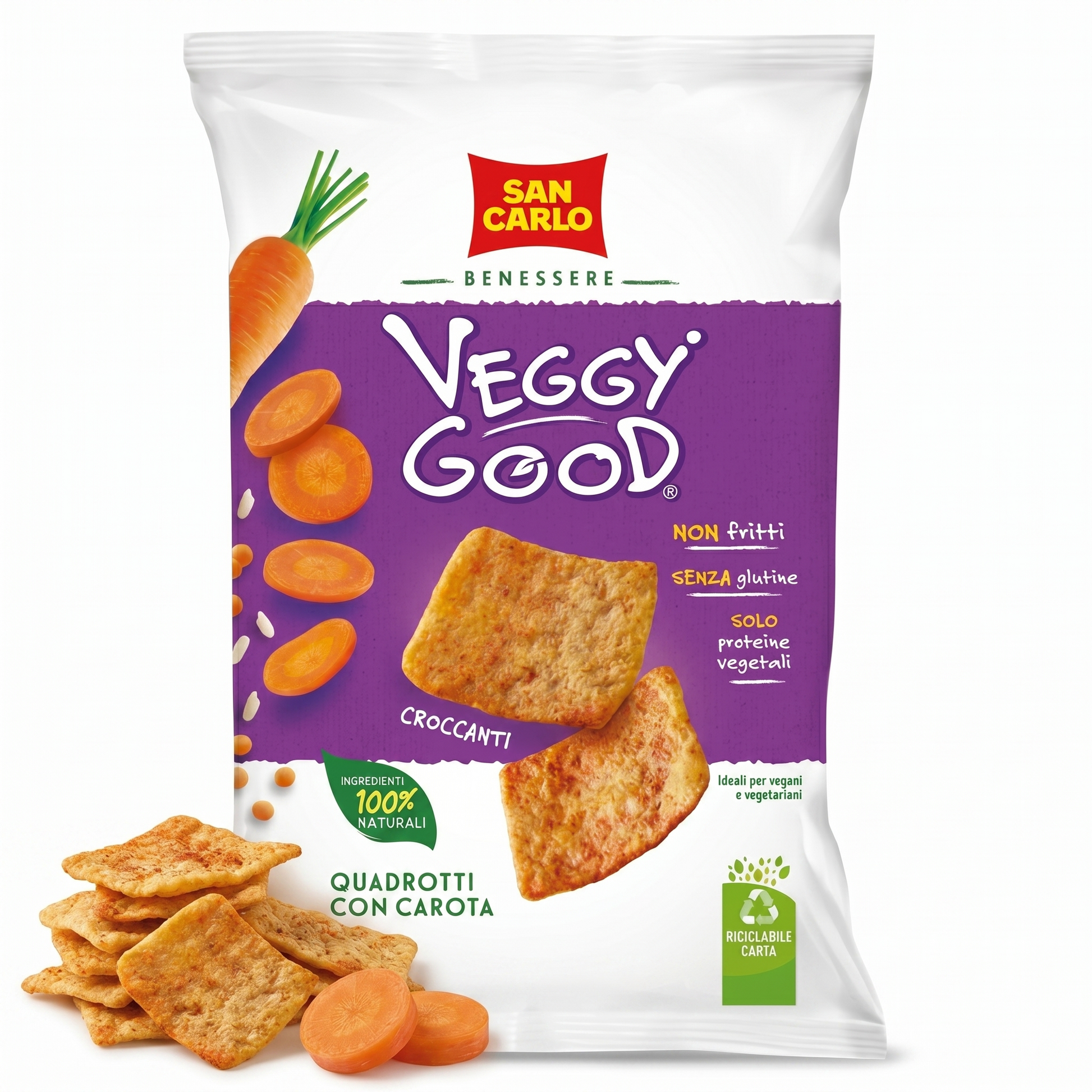 San Carlo Veggy Good Carrot Crunchy Squares 70g