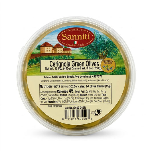 Sanniti Cerignola Green Olive 250g Drained Wt.