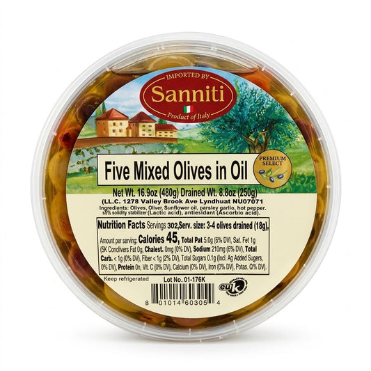 Sanniti Five Mixed Whole Olives 250g – Italian Medley