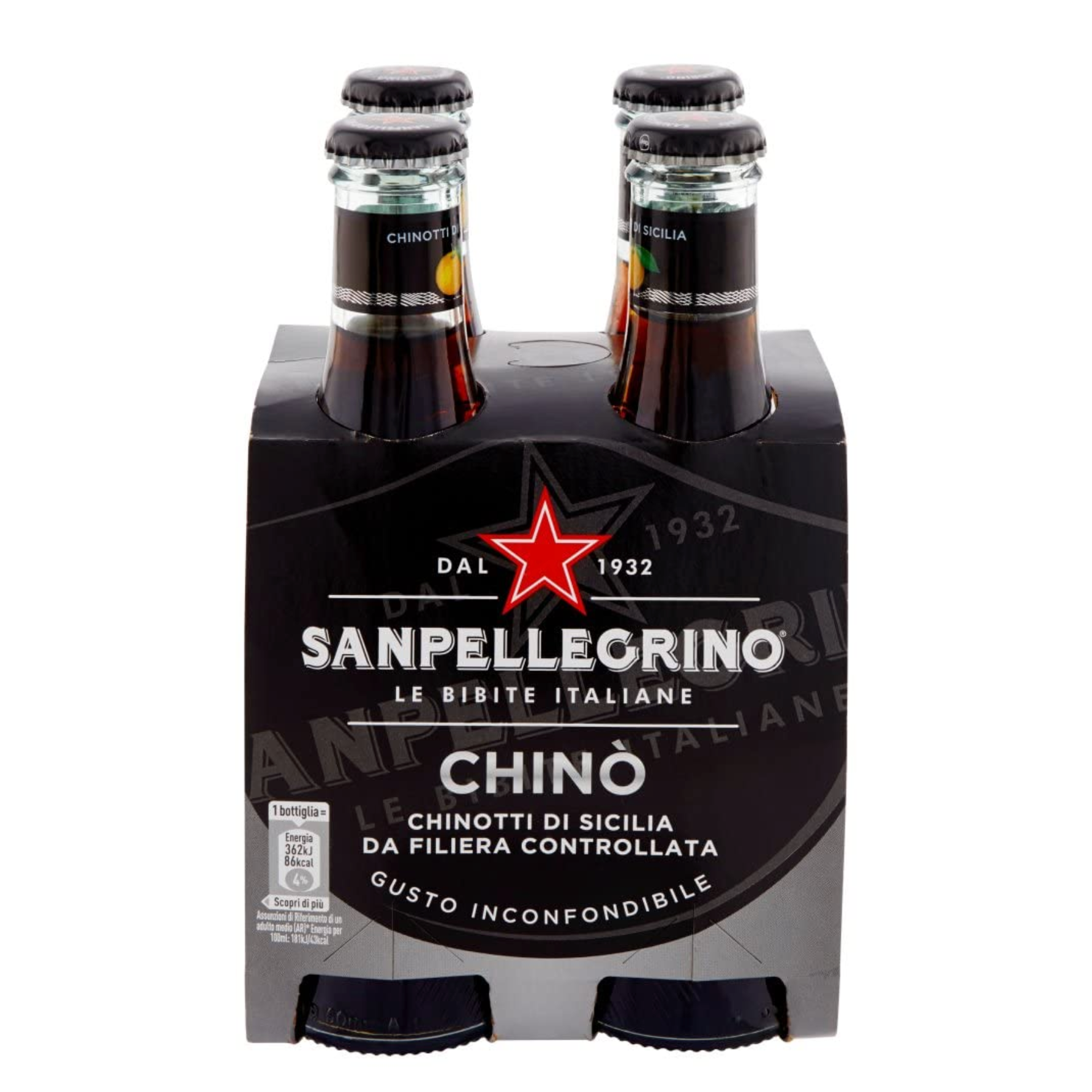 San Pellegrino Chinotto Italian Sparkling Citrus 200ml x 4 Bottles