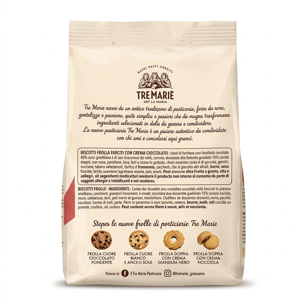 Tre Marie Dark Gianduja Filled Cookies 150g – Italian Import