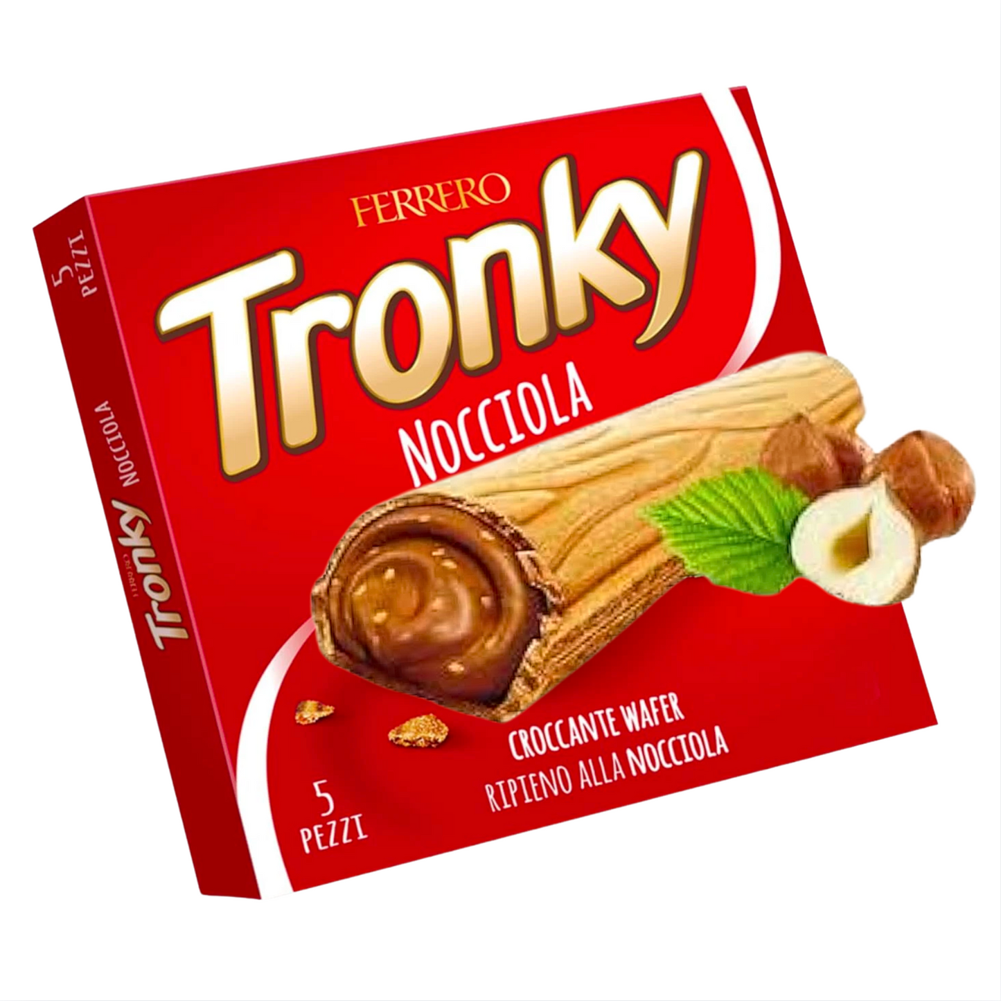Tronky Nocciola chocolate bar packaging on a white background